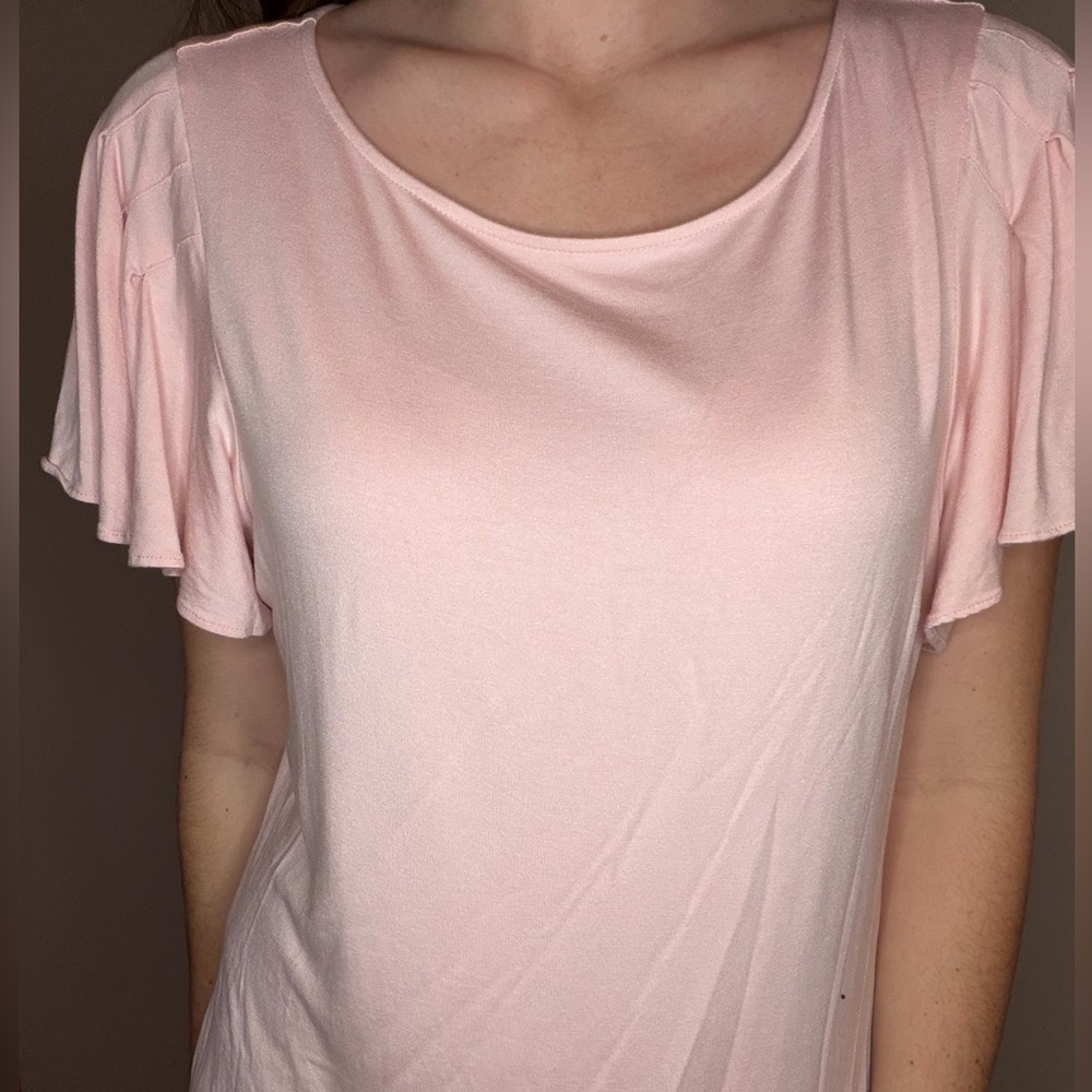 Chaps Dainty Pink Women's Top with Statement Sleeves